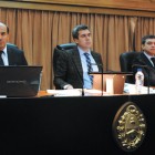 Los jueces del tribunal oral que juzga el asesinato de Mariano Ferreyra. Imagen: Télam.
