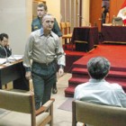 Imagen tomada a Vladimiro Montesinos, ex mano derecha de Fujimori, durante el juicio el 27 de febrero de 2003.
