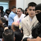 Palavecino, el Quemado, Delgado y Sprio ingresan a la sala de audiencias. Imagen: Sebastián Granata