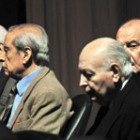 Los acusados capitanes de fragata Luis Sosa y Emilio Del Real y los capitanes de navío Rubén Paccagnini y Jorge Bautista. Imagen: Télam
