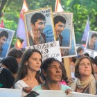 Familiares y amigos de Franco Casco, junto con integrantes de organizaciones sociales y de DDHH, reclamaron justicia. Foto Leonardo Galletto