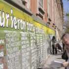 El mural ahora quedó emplazado en Jujuy y España, lleva el nombre de militantes que cayeron en el lugar.